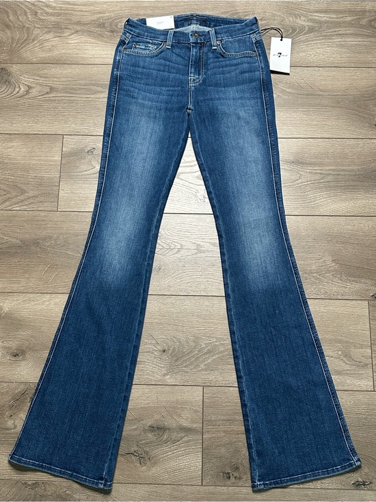 7 For All Mankind Denim - 7 For All Mankind 33.5” A Pocket Flare Mid Rise Stretch Blue Jeans Size 26